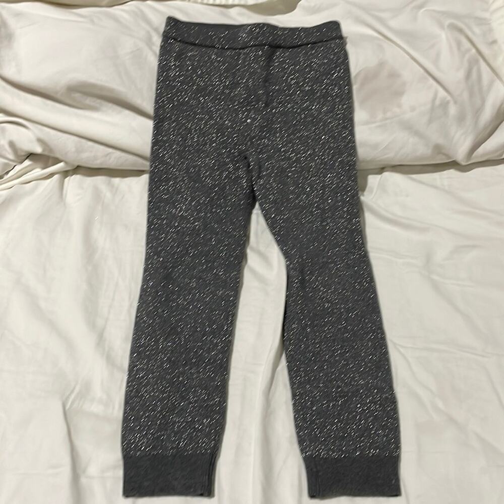 Gap 5 sweater grey metallic leggings like new worn once elastic waste pull on